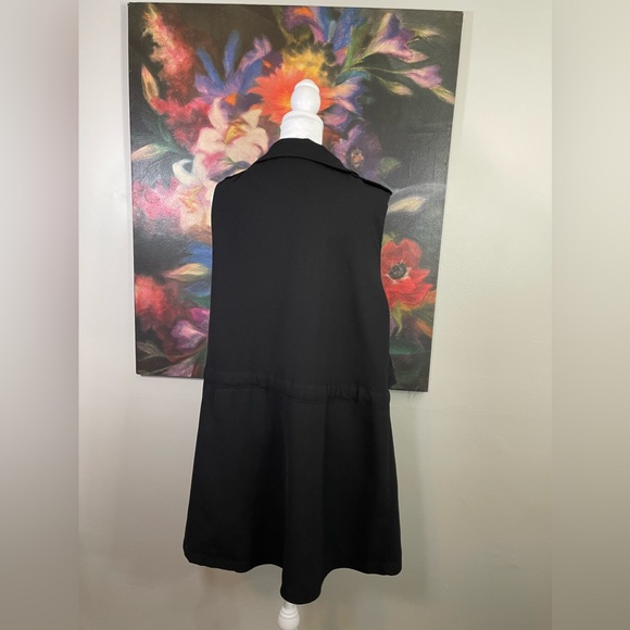 Anthropologie Cartonnier Black Chiffon BeltedSleeveless Vest Office Minimalist S - Picture 6 of 8